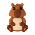 Accesorio de cuenta de silicona capibara 3D marrón con vientre crema en pose sentada - Capibara 3D