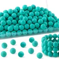 Türkisgrüne Silikon-Rundperlen mit matter Oberfläche und Mittelloch für DIY-Schmuckherstellung - Cyan-grüner matter Stil (Stil 37)