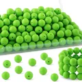 Hellgrüne runde Silikonperlen zum Auffädeln für DIY-Schmuck und Perlenstifte Zubehör - Hellgrüner Stil (Stil 39)