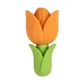 Perla di tulipano 3D in silicone arancione con base verde e trama opaca per gioielli - Giallo Cera