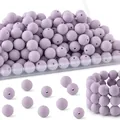 Hellviolette Silikonperlen für DIY-Armbänder und Schmuck, lose matte Bastelperlen-Packung - Hellvioletter Stil (Stil 41)