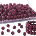 Matte weinrote Silikonperlen für DIY-Armbänder mit zentralem Fädelloch für Bastelarbeiten - Weinroter Stil (Stil 42)