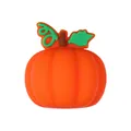 Cartoon pumpkin silicone bead with green leaves for DIY necklace jewelry making - 3D Thanksgiving Pumpkin