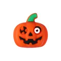 Perle citrouille en silicone Halloween avec tige verte et détail BOO pour bijoux DIY - Citrouille 3D BOO