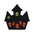 Black haunted castle silicone charm with yellow and orange window details for DIY crafts - 3D Halloween Haunted House