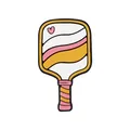 Pickleball paddle silicone bead shoe charm with pink heart and yellow stripes - Colorful Face / Colorful