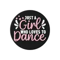 Zwarte ronde siliconen schoenbedel met Just A Girl Who Loves To Dance tekst en roze harten - Girl Loves To Dance Tekst Stijl