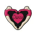 Pink heart-shaped silicone shoe charm featuring dancers and 'Dance' text for bracelets - Heart Dancer Style