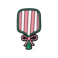 Pink and white striped pickleball paddle charm with bow for DIY bracelet making - Bow-Decorated Racket / Colorful