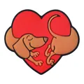 Perlina in silicone bassotto con cane cartone animato marrone in cuore rosso per DIY - Set da 20 Pezzi / Bassotto a Forma di Cuore