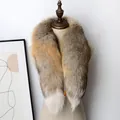 Natural silver fox fur scarf with thick fluffy texture and warm winter padding 80cm - Golden Fox