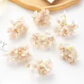 Set aus sieben cremefarbenen künstlichen Hortensien-Seidenblüten für DIY Hochzeitsdeko - Grau Braun