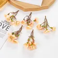 Set de 6 flores de durazno de seda rosa albaricoque para accesorios de cabello DIY y manualidades - Naranja Claro