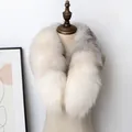 Natural gradient fox fur scarf in grey and white on a vintage mannequin for winter warmth - Cross Fox