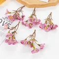 Flores artificiales rosa púrpura con estambres amarillos para accesorios de cabello DIY - Fucsia