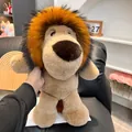 Large 45cm plush lion doll made of soft faux fur with realistic orange and black mane - Brown