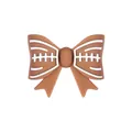 Braune Schleife Schuhdeko mit Football-Nahtmuster für Clogs und Armbänder - 3D-Rugby-Schleife