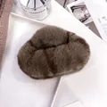 Oversized dark brown faux rabbit fur cloud hair claw clip for autumn and winter hairstyles - Gray Brown Leopard