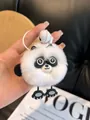 Cute panda plush keychain with soft faux rabbit fur and small white bell accessory - Style 2 Panda (With Bell Charm)