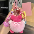 Portachiavi mostro di peluche rosa con berretto in maglia e perline colorate - Rosa Barbie