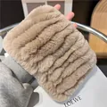 Close-up of the plush faux rabbit fur scarf in light coffee with wave-like texture detail - Milk Tea