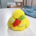 Llavero de conejo de peluche amarillo con zanahoria, colgante de bolso de piel sintética - Amarillo
