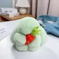 Porte-clés lapin en peluche vert clair avec petite carotte en fausse fourrure - Vert menthe
