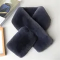 Deep grey plush faux fur crossover scarf with thick soft texture for winter warmth - Dark Gray