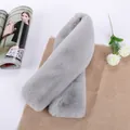 Plush light grey faux rabbit fur scarf for women, thick and warm winter neck warmer - Light Gray