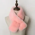 Elegant pink faux rabbit fur cross scarf for women with soft plush texture for winter - Pink