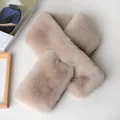 Cross-style plush faux fur scarf for winter in soft beige apricot color for warmth - Apricot Yellow