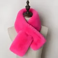 Hot pink faux fur winter scarf with cross-over design and thick fluffy texture - Rose Red