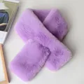 Plush light purple faux fur crossover scarf for winter warmth and soft fashion - Taro Purple