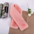Plush pink faux fur winter scarf with a thick double-sided soft texture for women - Dusty Pink