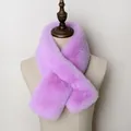 Plush faux rabbit fur cross scarf for women in soft lavender purple winter accessory - Taro Purple