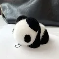 Colgante de bolso panda en auténtica piel de visón, peluche suave blanco y negro de lujo - Color Panda (Blanco y Negro)