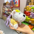 Cute white Westie plush dog keychain with yellow striped shirt and purple lanyard charm - Yellow White Stripe / 15cm