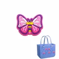 Amuleto de mariposa rosa y morado para bolsos de goma hecho de material de PVC blando - Mariposa Rosa Púrpura
