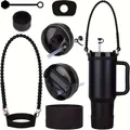 Set accessori per tazza da 40oz con manico in silicone, base e tappi anti-fuoriuscita - Nero
