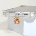 Bouchon anti-poussière ours brun avec nœud blanc et anneau pour port de type C - Ours brun