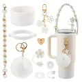 Stanley tumbler accessory kit with white silicone boot and daisy woven handle rope - Creamy White (Blue Label)