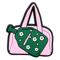 Pink and green floral PVC handbag charm for clog shoes with 3D embossed detail - Pink Handbag Shape (DH5)