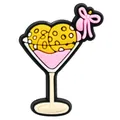Pink heart-shaped cocktail cup PVC shoe charm with yellow balls and bow for clogs - Heart Cocktail (DH8)