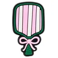 Pink striped flower bouquet PVC charm for clogs with a green base and pink bow - Flower Bundle Bow (DH12)