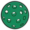 Green pickleball style PVC charm for clogs shoes featuring a hollow perforated design - Green Pickleball (DH14)
