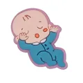 Lindo adorno de PVC para zapatos con diseño de bebé durmiendo y atuendo azul - Bebé Durmiendo
