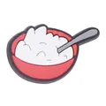 Abalorio de PVC para zapatos con forma de cuenco de arroz rojo para decorar zuecos - Bol de Comida con Cuchara