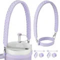 Lavender silicone handle strap set with straw cover and spill stopper for Stanley cup - Purple