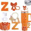 Kit d'accessoires orange pour gobelet Stanley avec écusson Z, papillon et base en silicone - Lettre A / Style Orange