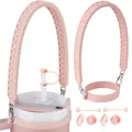 Pink silicone accessory set for tumblers including handle, straw cover and leak stoppers - Pink